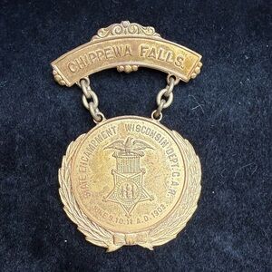 1903 Chippewa Falls Wisconsin C.A.R. Commemorative Medal Pin Antique